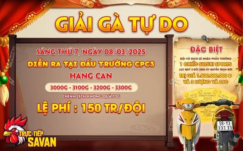 Giải 4 con gà tự do tại CPC3 ngày 08/03/2025 Giải 4 con gà tự do tại CPC3 ngày 08/03/2025